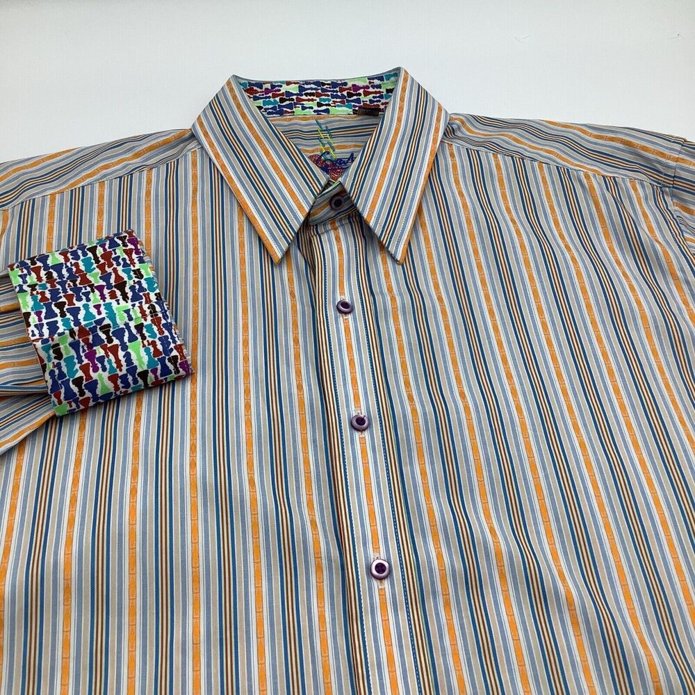 Robert Graham Mens Long Sleeve Button Up Shirt Striped Size Large